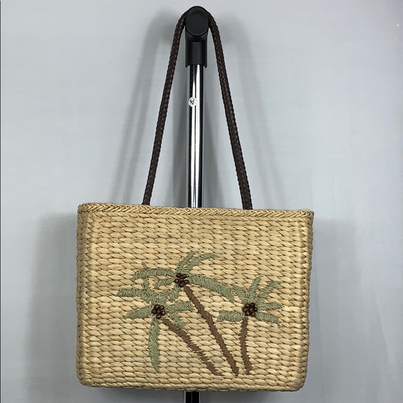 April Cornell Wicker Straw Woven Leather Strap Bag - Picture 2 of 6